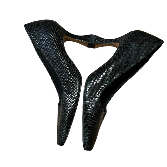 ASOS premium satin leather square toe court heels Made in Spain snake print - Picture 5 of 9